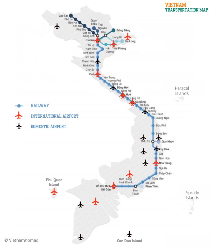 Vietnam Transportation Map official by vietnamnomad