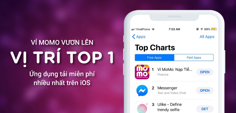 Ví MoMo vươn lên vị trí số 1 – Top ứng dụng tải miễn phí nhiều nhất trên iOS